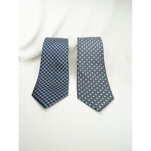 Lot of 2 Jos A Bank Reserve Ties Silk Blue Yellow Career Work Preppy Business